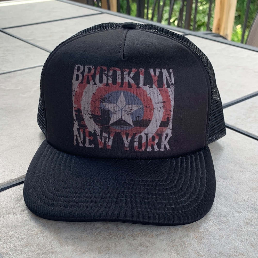 Brooklyn New York Captain America Black Trucker Hat Cap NYC Marvel NEW NWOT